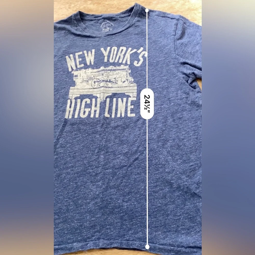 J Crew Adult Small New York High Line Steel Blue Cotton Graphic Tee‎